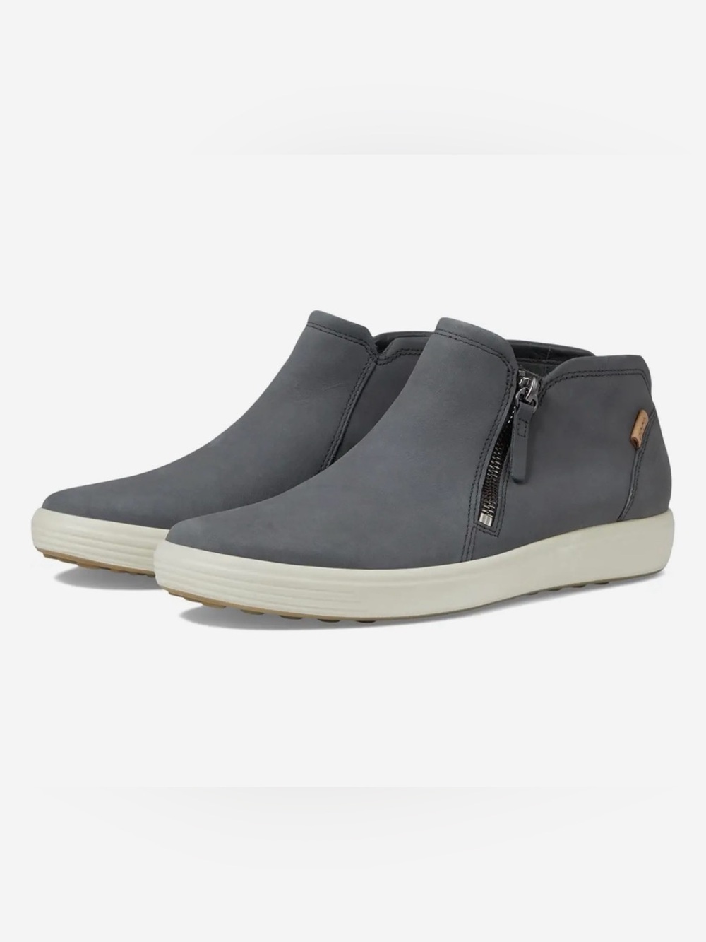 ecco Women’s Grey Suede Casual Zip-Detail Slip-On Ankle Booties Size 7